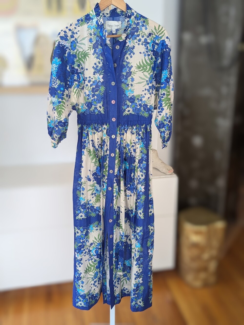 Cara Cara Beatrice Dress Evening Blue Bombay Bouquet XS